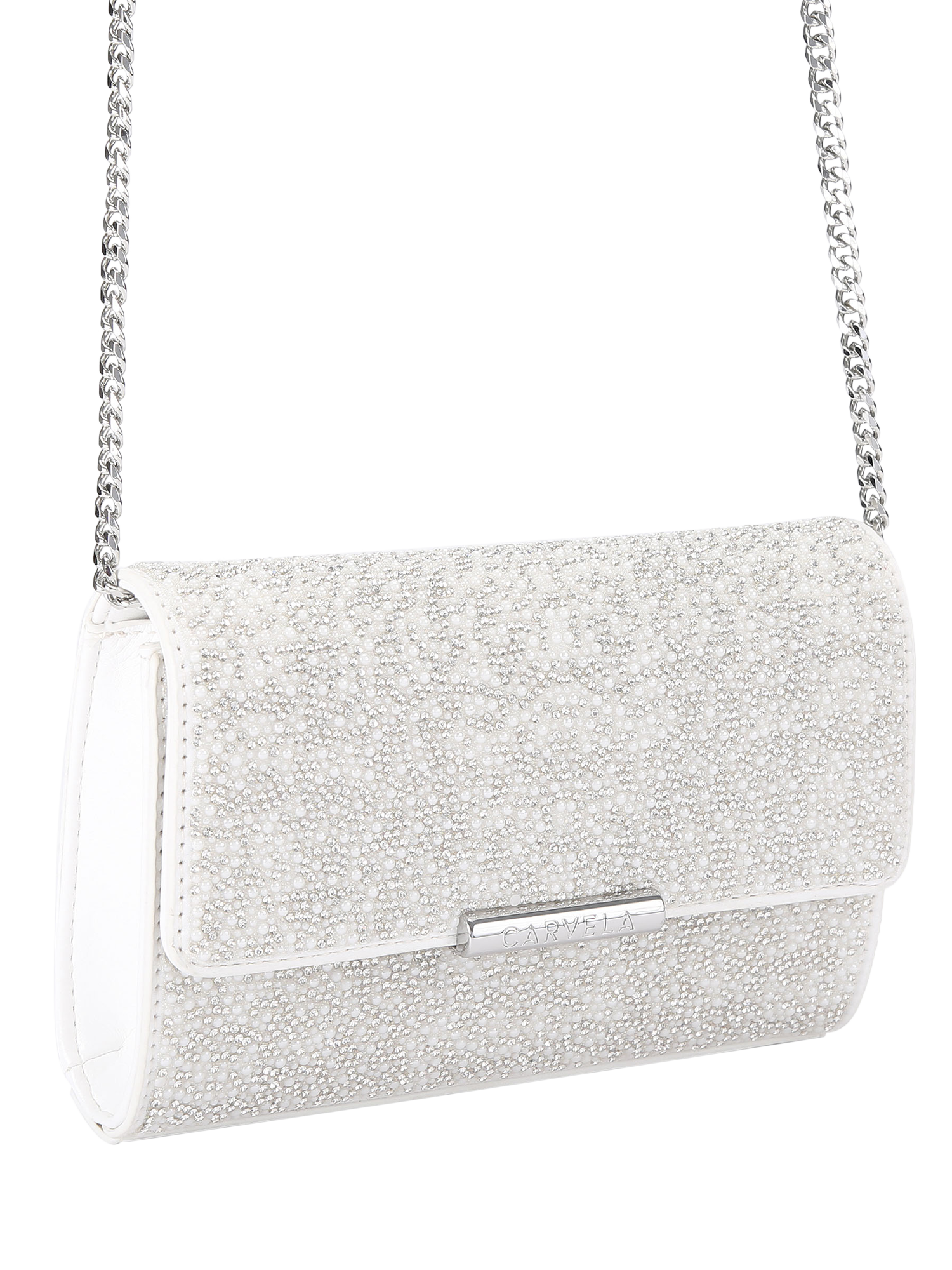 Product image 3 of 5, which shows Carvela Gala Embellished Clutch Bag, White/Multi