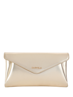 Carvela Megan Envelope Flap Over Clutch Bag, Gold, Gold Gold
