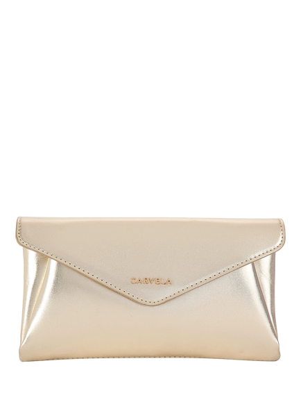 Carvela Megan Envelope Flap Over Clutch Bag, Gold, Gold Gold