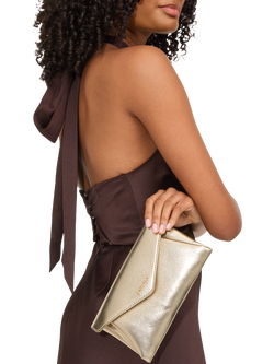 Carvela Megan Envelope Flap Over Clutch Bag, Gold - view 2, Gold Gold