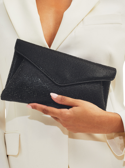 Carvela Stargaze Embellished Envelope Clutch Bag, Black - view 2, Black Black