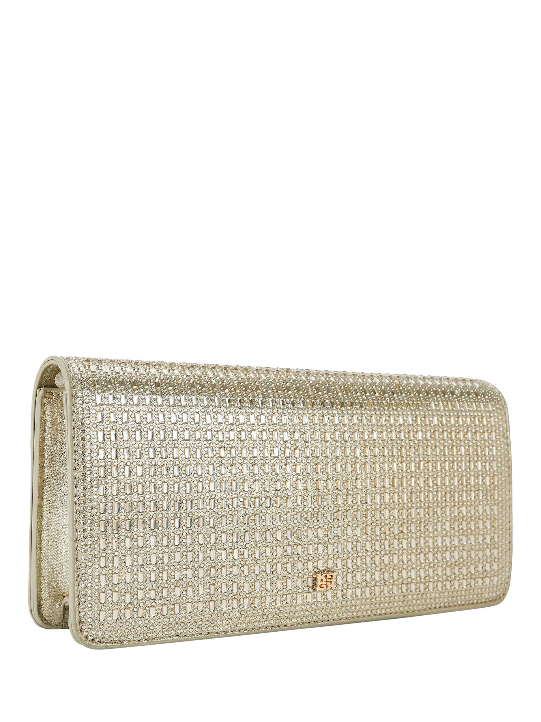 Product image 5 of 6, which shows KG Kurt Geiger Fleur Crystal Clutch Bag, Gold