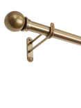John Lewis Select Eyelet Curtain Pole with Ball Finial, Wall Fix, Dia.25mm, Brass Toned