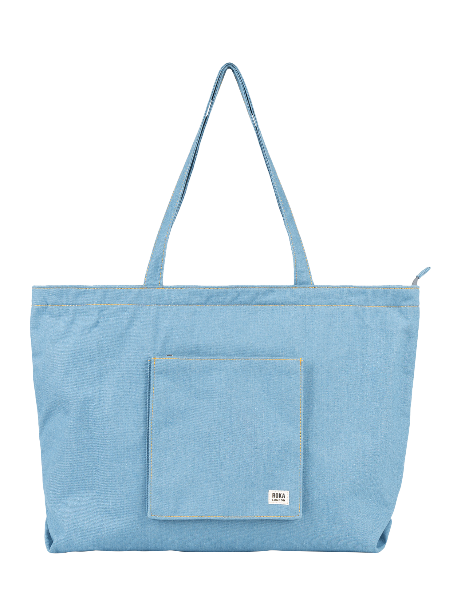 Product image 1 of 4, which shows ROKA London Portobello Tote Bag, Light Denim