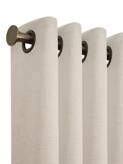 John Lewis Select Eyelet Curtain Pole with Hammered Disc Finial, Wall Fix, Dia.25mm, Brass Toned, Brass Toned