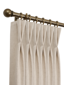 John Lewis Select Curtain Pole with Rings and Ball Finial, Wall Fix, Dia.25mm, Brass Toned, Brass Toned