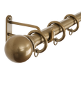 John Lewis Select Curtain Pole with Rings and Ball Finial, Wall Fix, Dia.25mm, Brass Toned