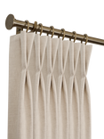 John Lewis Select Classic Curtain Pole with Rings and Hammered Disc Finial, Wall Fix, Dia.25mm, Brass Toned