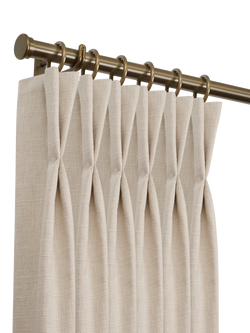 John Lewis Select Classic Curtain Pole with Rings and Stud Finial, Wall Fix, Dia.25mm, Brass Toned, Brass Toned