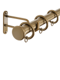 John Lewis Select Classic Curtain Pole with Rings and Stud Finial, Wall Fix, Dia.25mm, Brass Toned