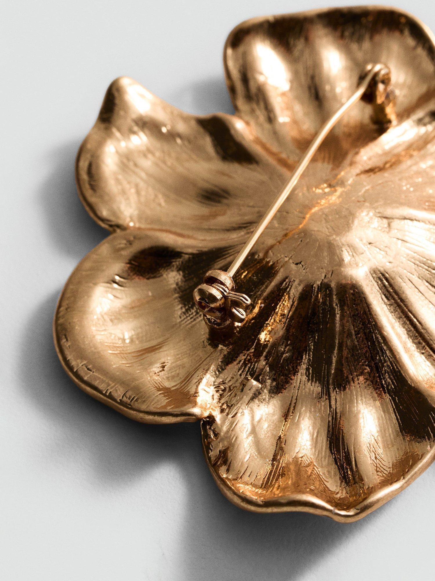 Mango Erika Flower Brooch, Gold