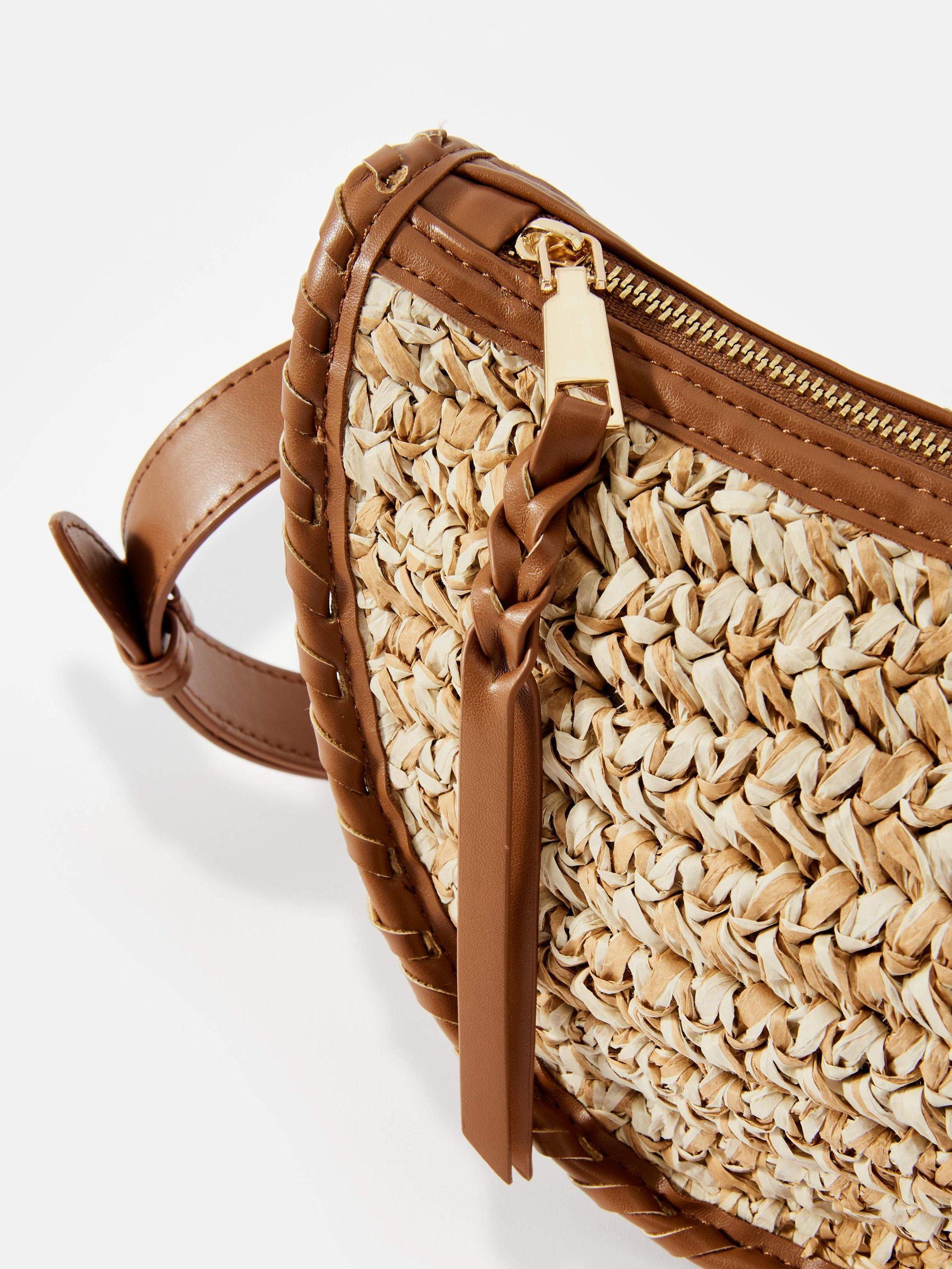 Product image 3 of 3, which shows Mint Velvet Woven Crossbody Bag, Natural