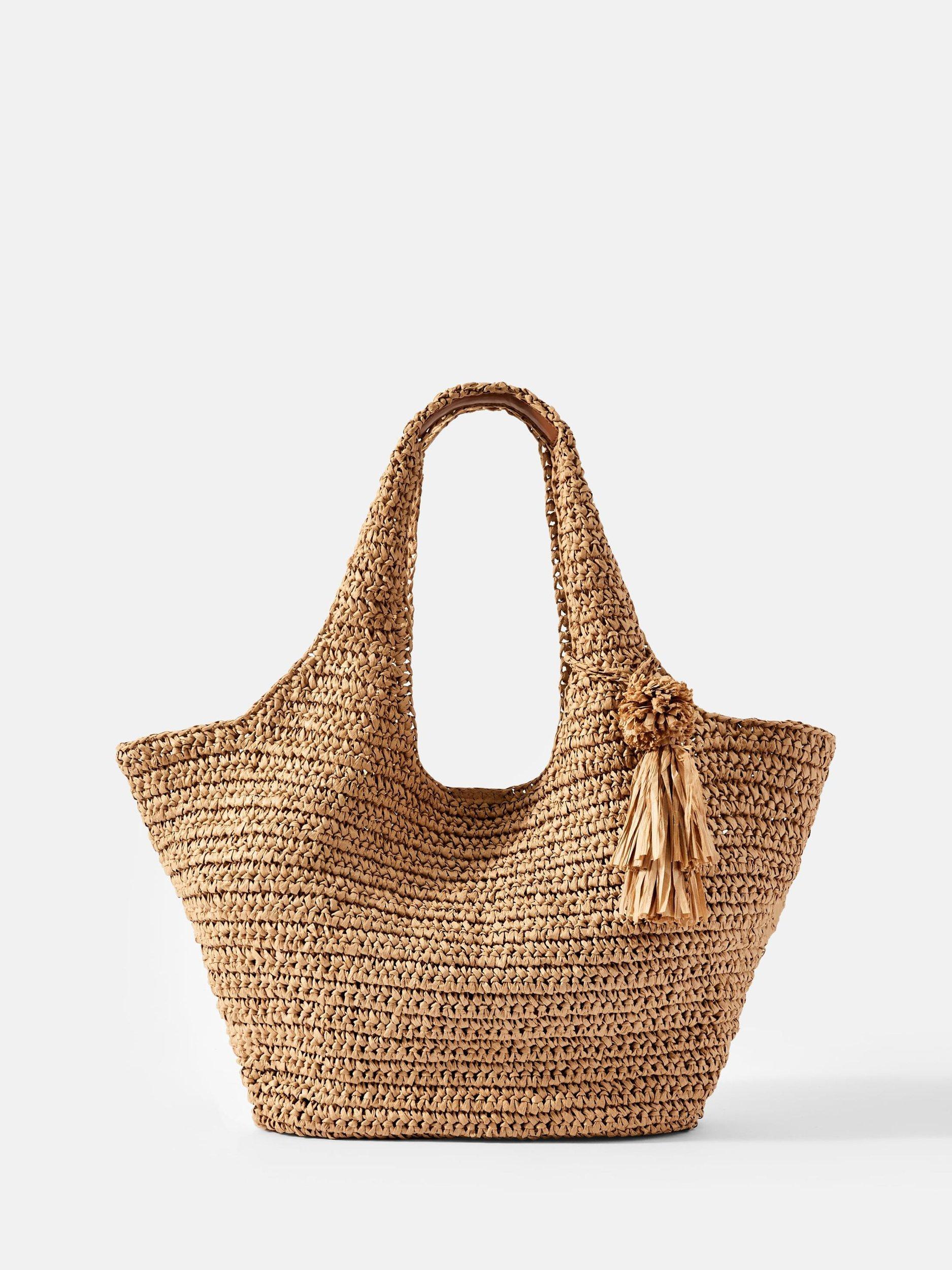 Product image 1 of 6, which shows Mint Velvet Woven Oversized Tote Bag, Natural