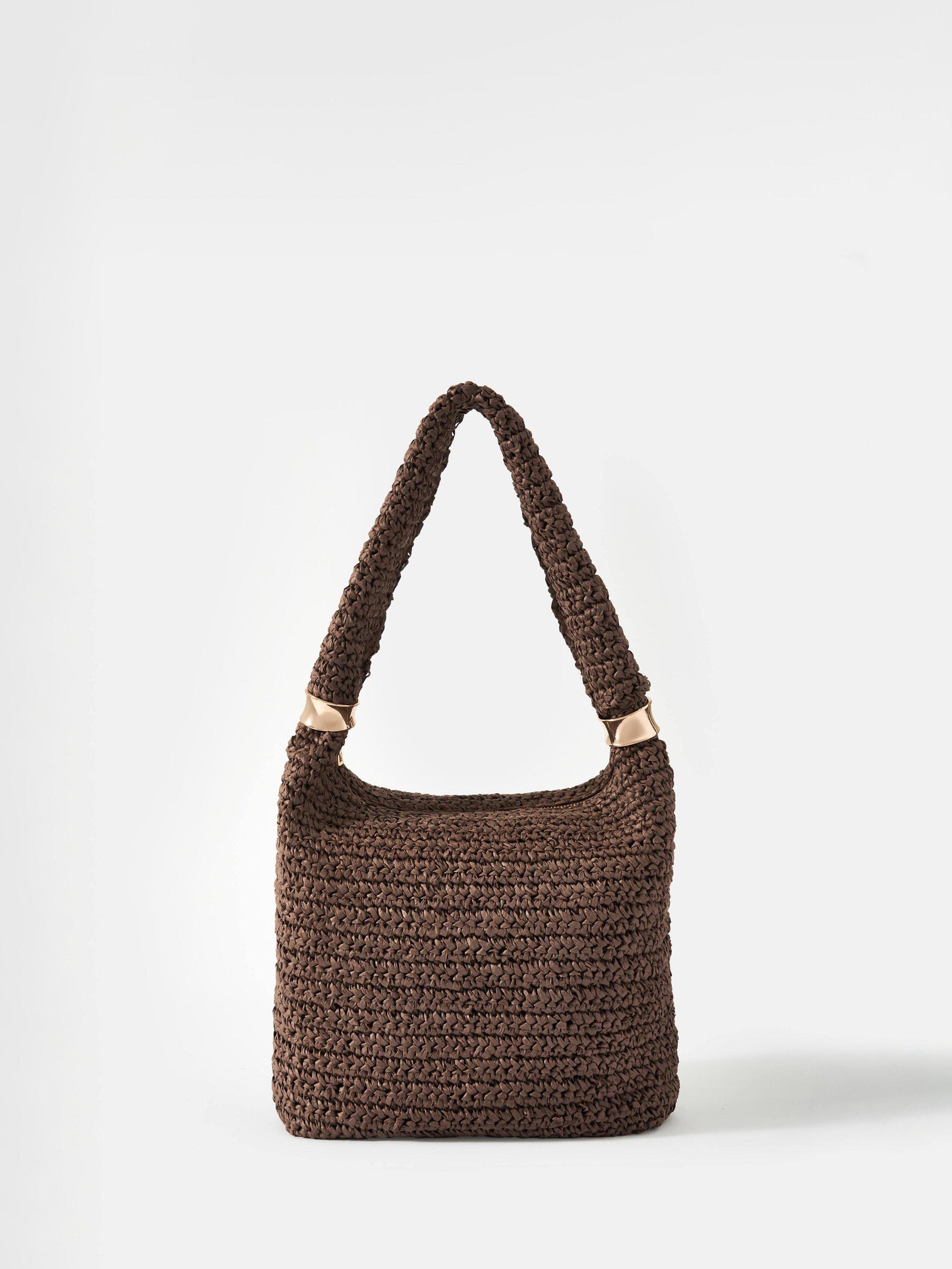 Product image 1 of 4, which shows Mint Velvet Woven Shoulder Bag, Brown