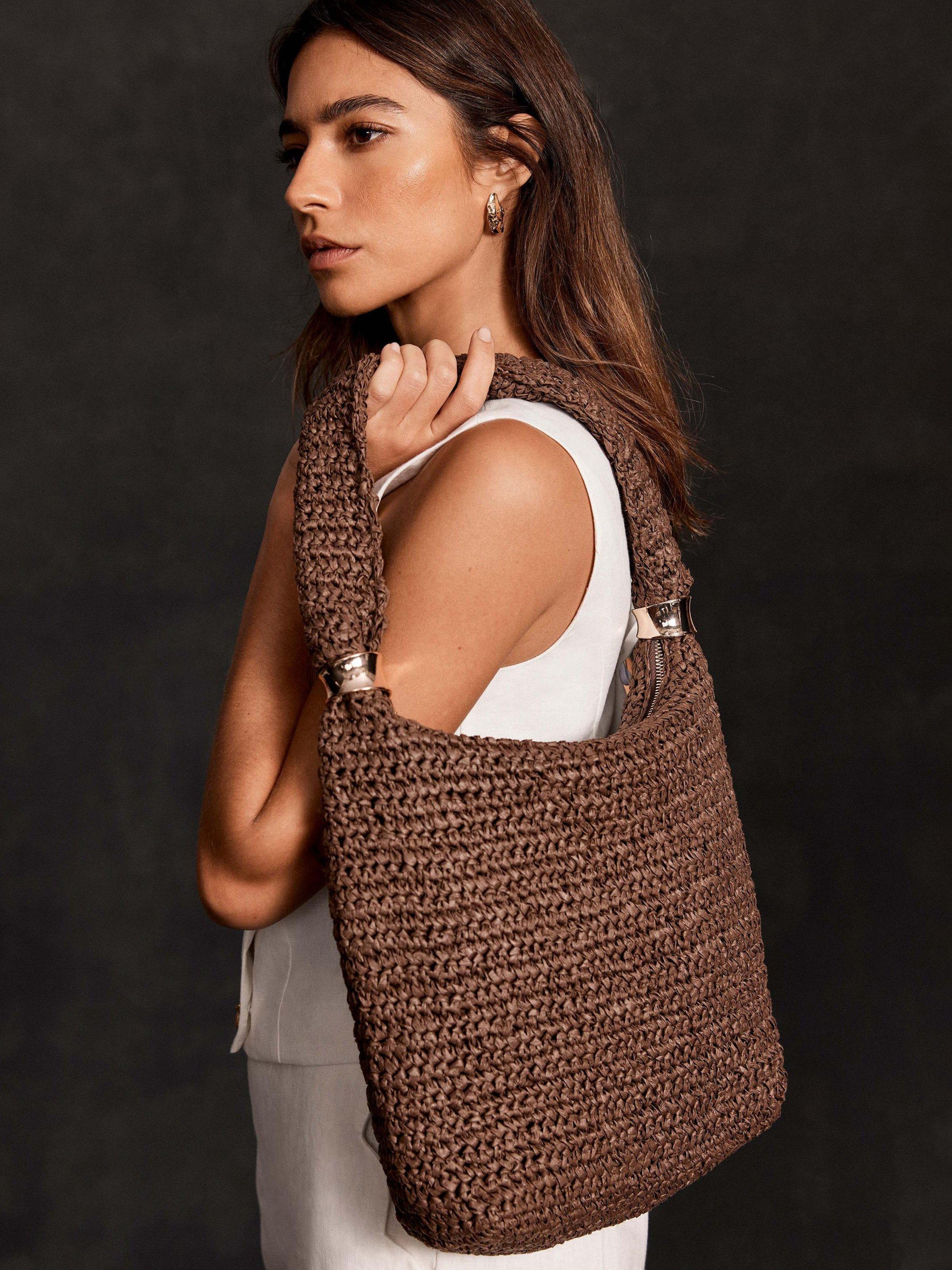 Product image 3 of 4, which shows Mint Velvet Woven Shoulder Bag, Brown