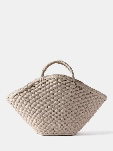 Mint Velvet Woven Wide Tote Bag, White, White