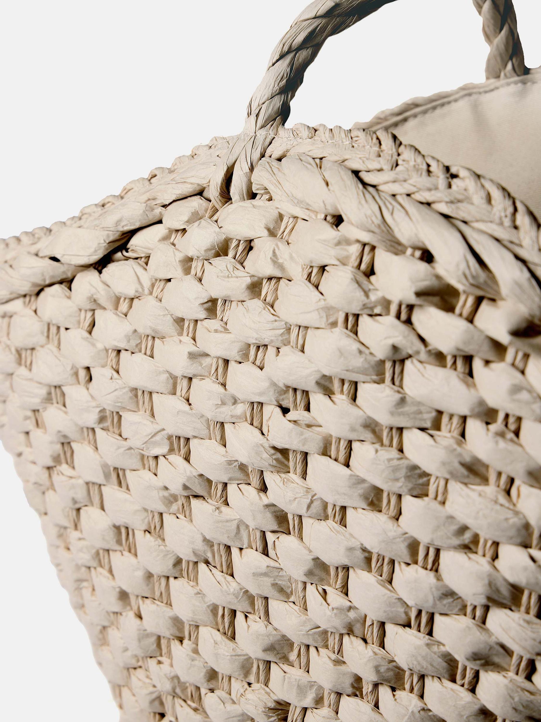 Product image 3 of 3, which shows Mint Velvet Woven Wide Tote Bag, White