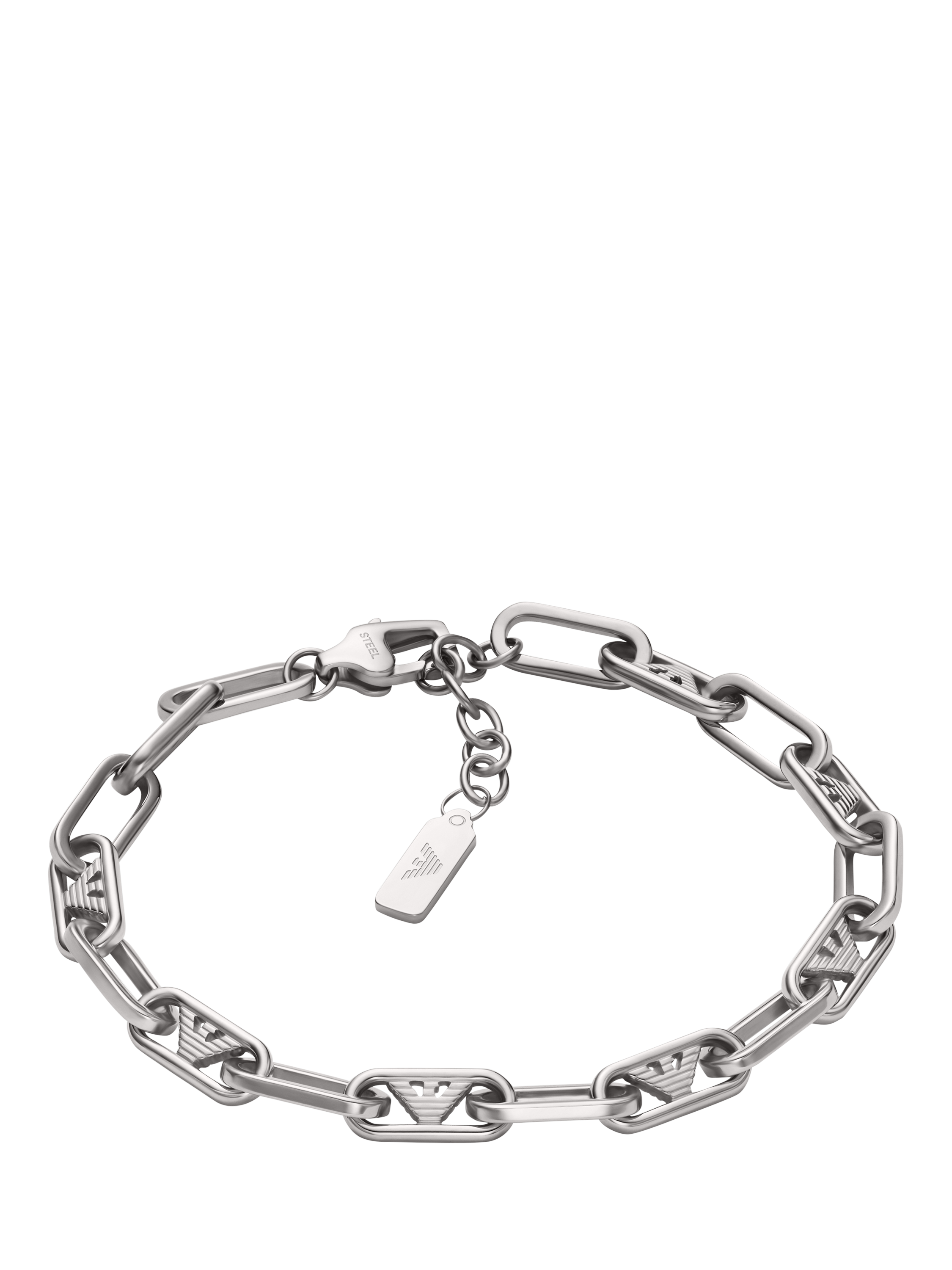 Product image 1 of 2, which shows Emporio Armani Men's Twisted Link Chain Bracelet, Silver