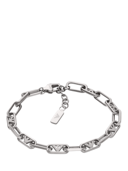 Emporio Armani Men's Twisted Link Chain Bracelet, Silver, Silver
