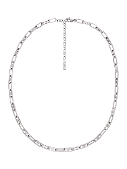 Emporio Armani Men's Twisted Link Chain Necklace, Silver - view 2, Silver