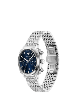 Emporio Armani AR11688 Men's Chronograph Bracelet Strap Watch, Blue - view 2, Blue