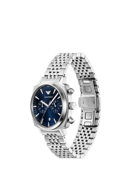 Emporio Armani AR11688 Men's Chronograph Bracelet Strap Watch, Blue - view 2, Blue