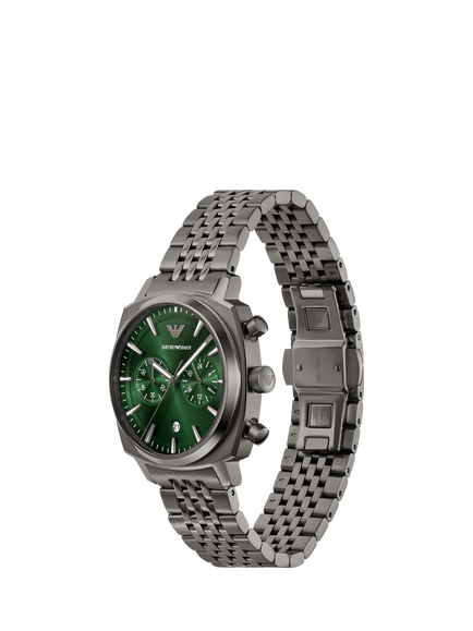 Emporio Armani AR11689 Men's Chronograph Bracelet Strap Watch, Green - view 2, Green