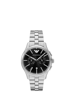 Emporio Armani AR11691 Men's Chronograph Bracelet Strap Watch, Black, Black