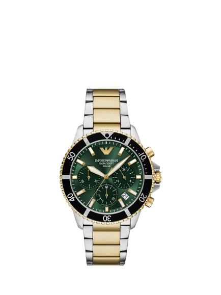 Emporio Armani AR11695 Men's World Explorer Solar Bracelet Watch, Green, Green