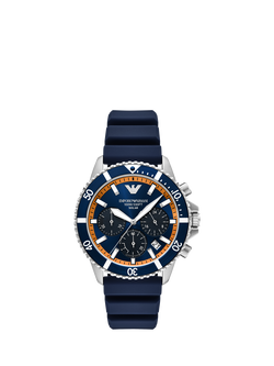 Emporio Armani  AR11696 Men's World Explorer Solar Silicone Watch, Blue, Blue