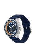 Emporio Armani  AR11696 Men's World Explorer Solar Silicone Watch, Blue