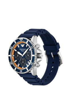 Emporio Armani  AR11696 Men's World Explorer Solar Silicone Watch, Blue - view 2, Blue