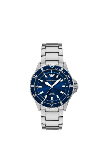 Emporio Armani AR11697 Men's World Explorer Solar Bracelet Watch, Blue, Blue