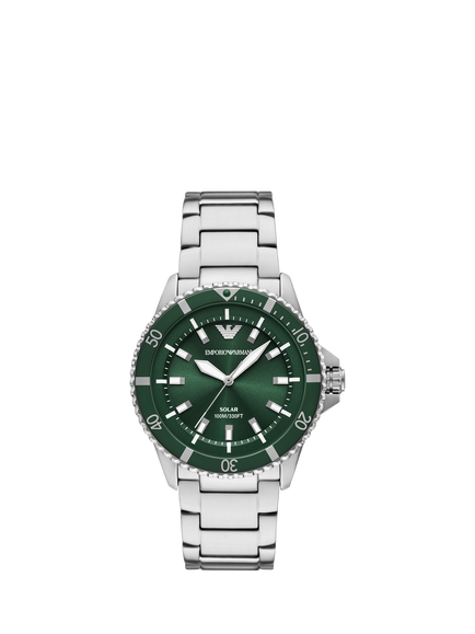 Emporio Armani AR11698 Men's World Explorer Solar Bracelet Watch, Green, Green