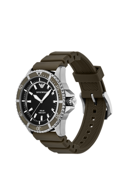 Emporio Armani AR11699 Men's World Explorer Solar Silicone Watch, Green - view 2, Green