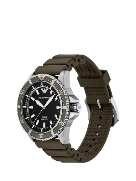 Emporio Armani AR11699 Men's World Explorer Solar Silicone Watch, Green - view 2, Green