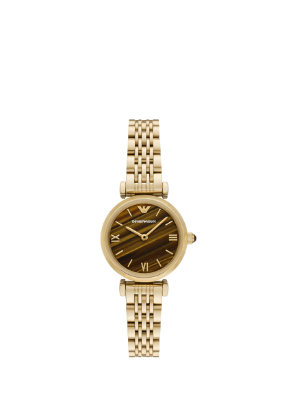 Emporio Armani AR11703 Women's Tigers Eye Bracelet Strap Watch, Brown, Brown
