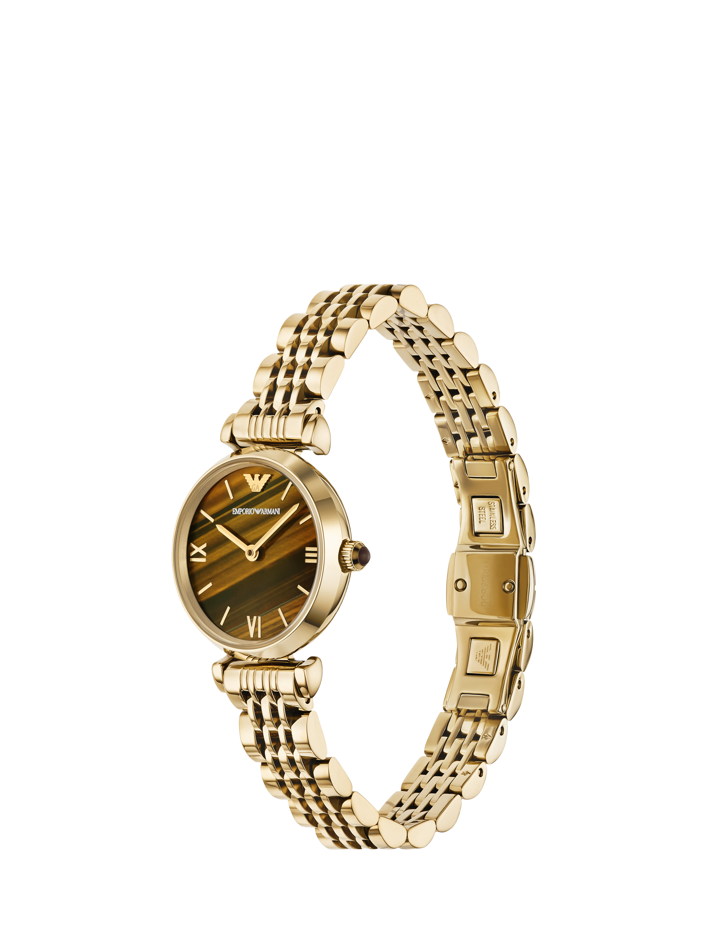 Emporio Armani AR11703 Women's Tigers Eye Bracelet Strap Watch, Brown
