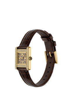 Emporio Armani  AR11705 Women's Crystal Leather Strap Watch, Brown - view 2, Brown