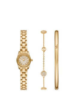 Michael Kors MK4944 Women's Micro Lexington Watch Gift Set, Gold, Gold