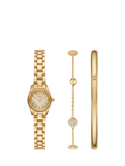 Michael Kors MK4944 Women's Micro Lexington Watch Gift Set, Gold, Gold