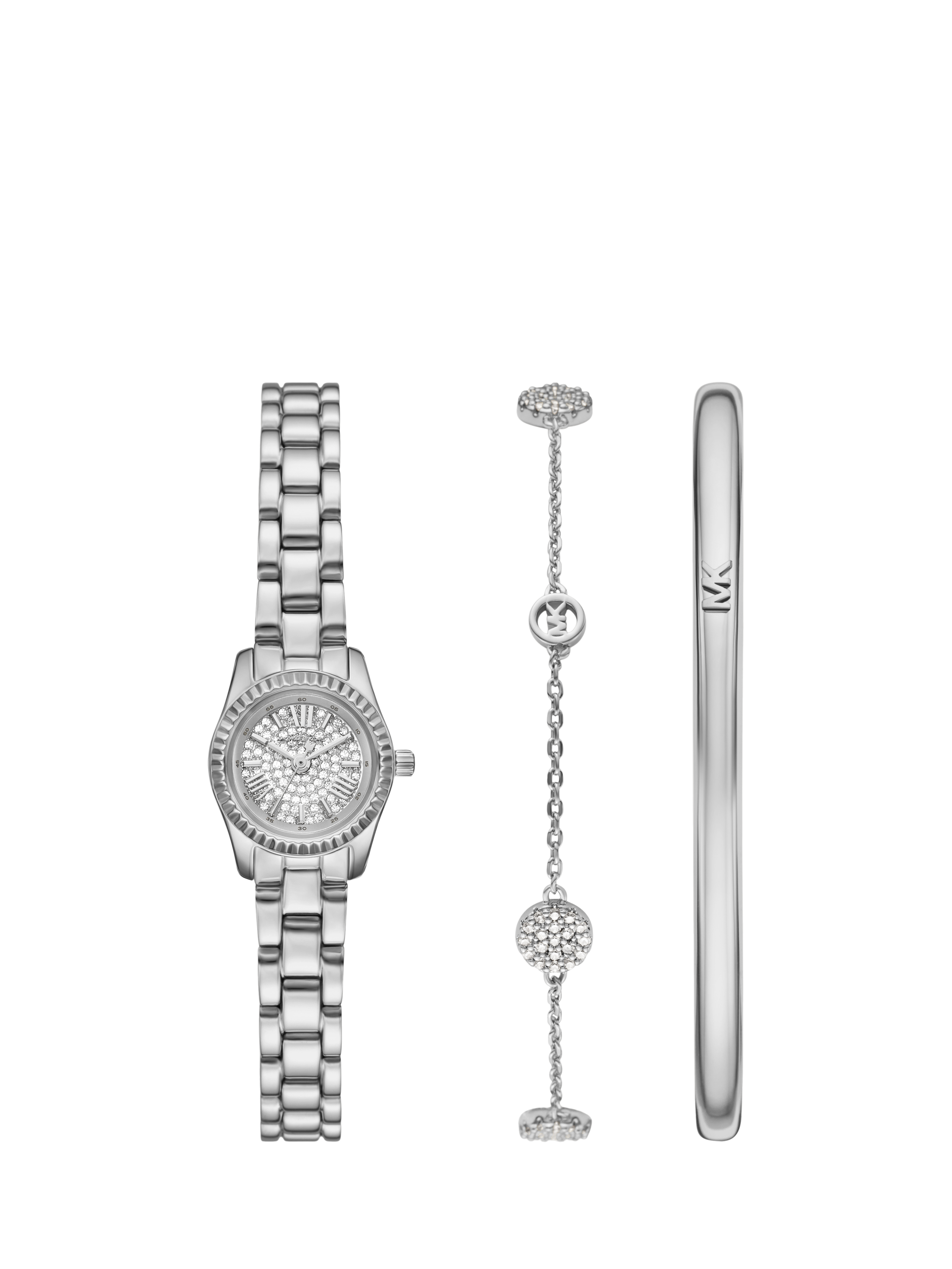 Product image 1 of 4, which shows Michael Kors MK4948 Women's Micro Lexington Watch Gift Set, Silver