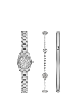 Michael Kors MK4948 Women's Micro Lexington Watch Gift Set, Silver, Silver