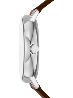 Skagen SKW6941 Men's Round Leather Strap Watch, Grey - view 2, Grey