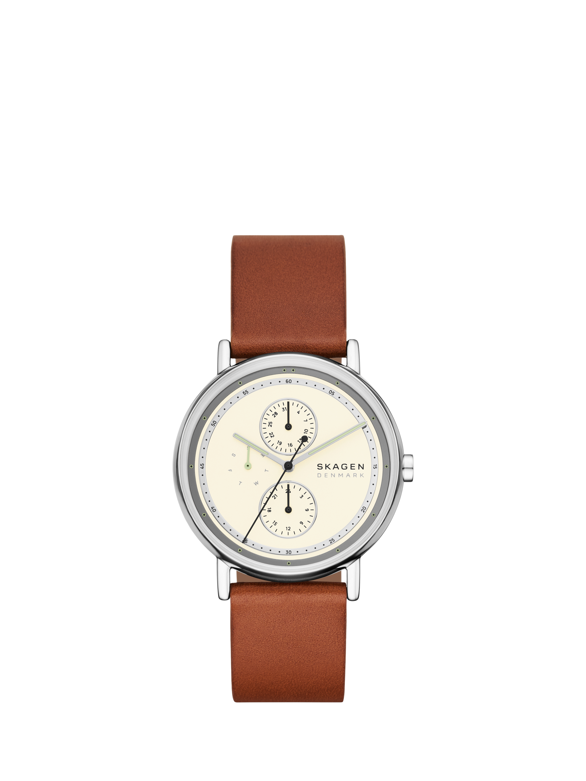 Skagen SKW6942 Men's Round Leather Strap Watch, White