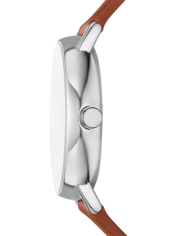 Skagen SKW6942 Men's Round Leather Strap Watch, White - view 2, White