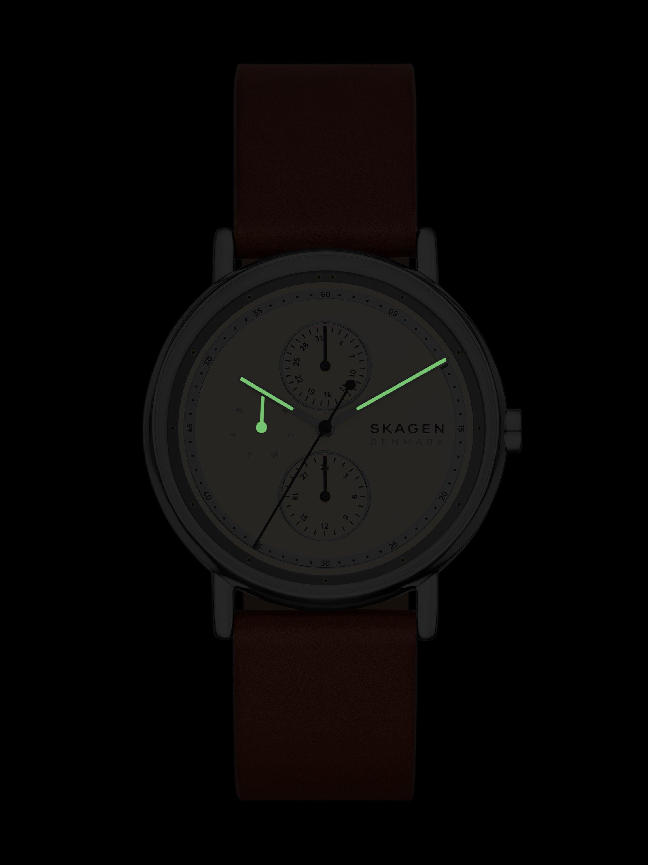 Skagen SKW6942 Men's Round Leather Strap Watch, White