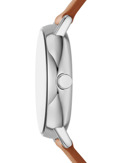 Skagen SKW6943 Men's Round Leather Strap Watch, Blue - view 2, Blue