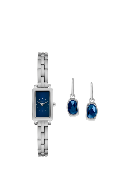 Skagen SKW1157 Women's Watch and Earrings Gift Set, Blue, Blue