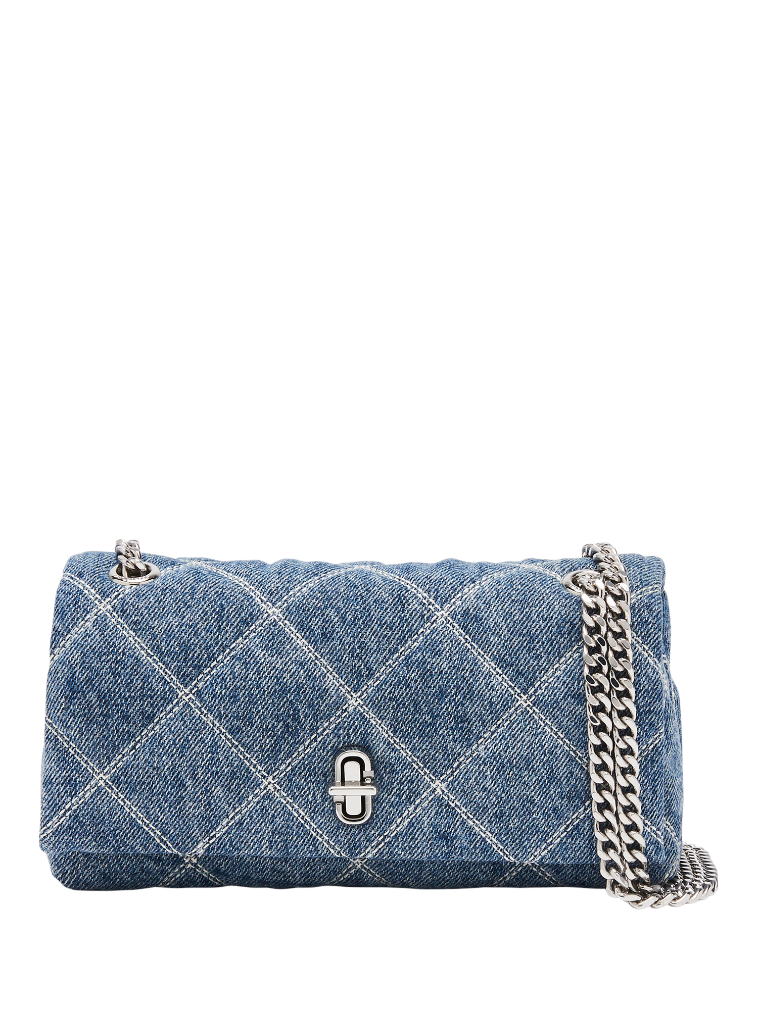 Product image 1 of 4, which shows Marc Jacobs Quilted Cotton Dual Chain Bag, Light Wash Indigo